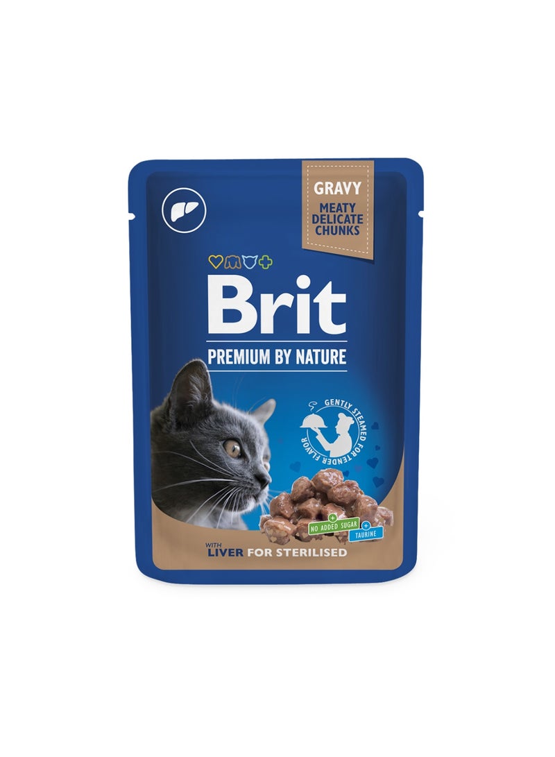 BRIT CAT POUCH 100G LIVER CHUNKS IN GRAVY